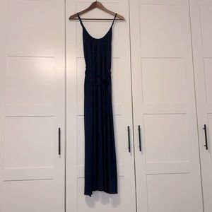 Navy maxi dress with tie belt